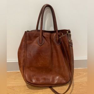 Dark brown leather tote from Madewell